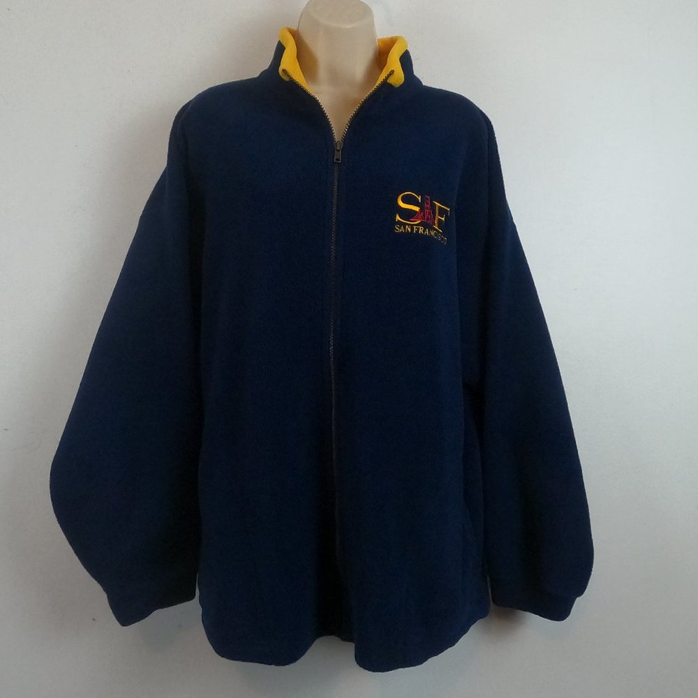 Model T "San Francisco" Women's Size Large Navy and Yellow Front Zip Sweatshirt